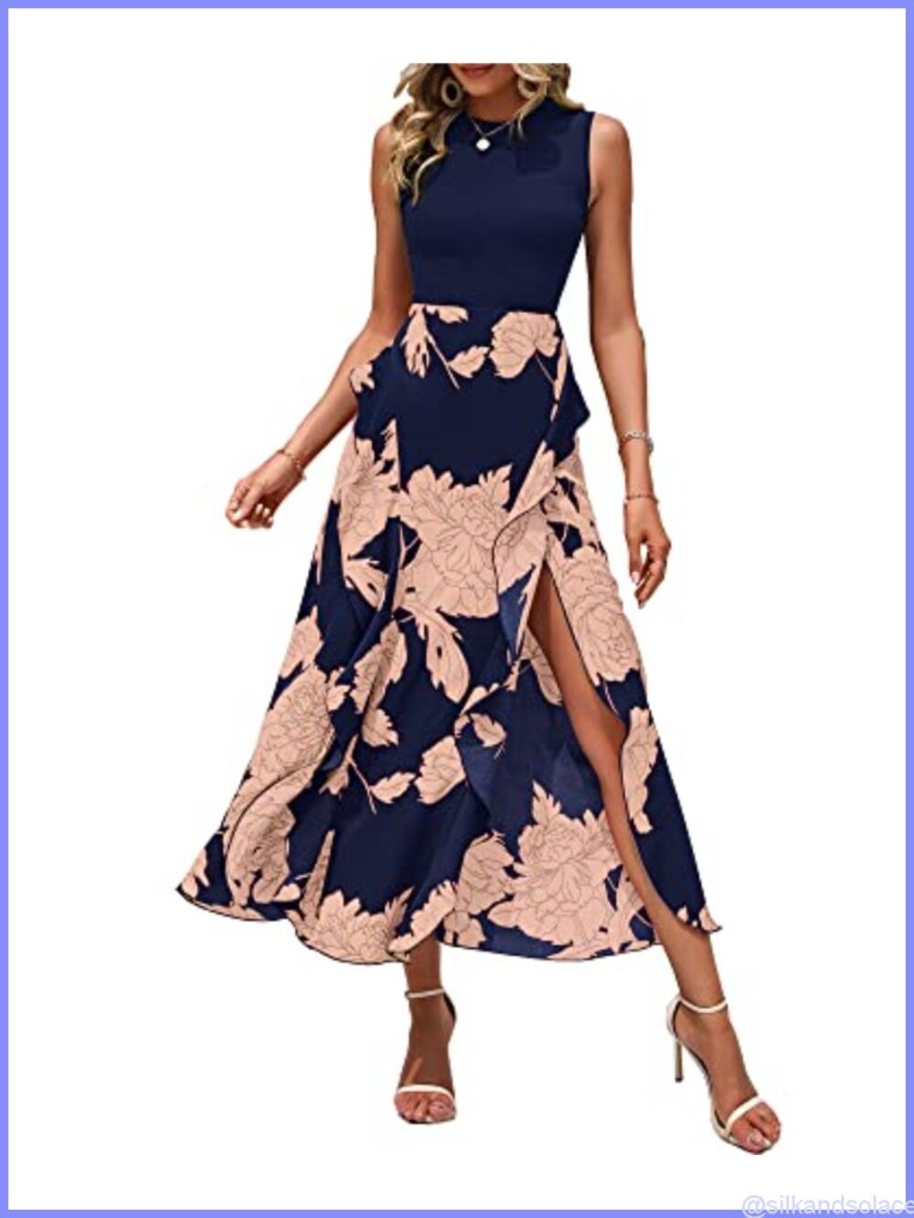Sleeveless Floral Midi Sundress for Women Wedding Guest Boho Ruffle A-Line